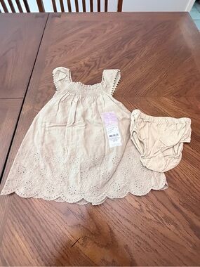 Carter's Neutral Eyelet Dress with Matching Bloomers - Beige